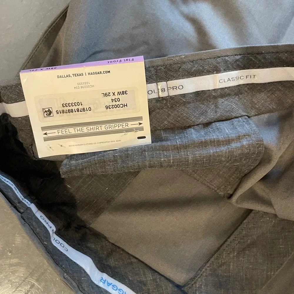 Haggar Cool 18 Pro Classic Fit Dress Pants Mens 38x29 Heather Grey HC00236 NWT